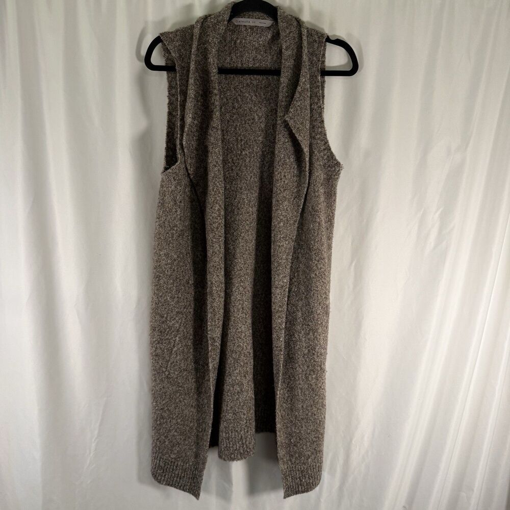 Athleta Merino Wool Blend Cardigan Womens Small/Medium Tan Sleeveless Open Front